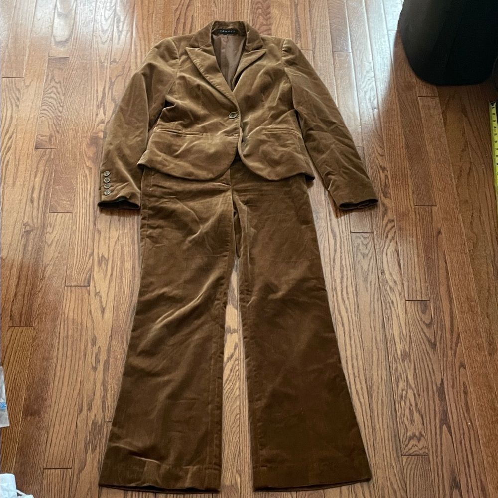 Theory Brown Velvet Suit Flared Pants Women’s Sz 0/2